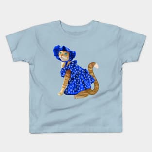 Ginger Cat in Snowflake Winter Dress Kids T-Shirt